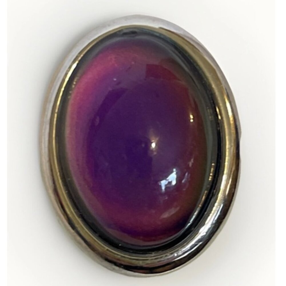 Mood Ring Color Changing Emotion Stone 0.75 in Oval Gem Silver Tone Adjustable